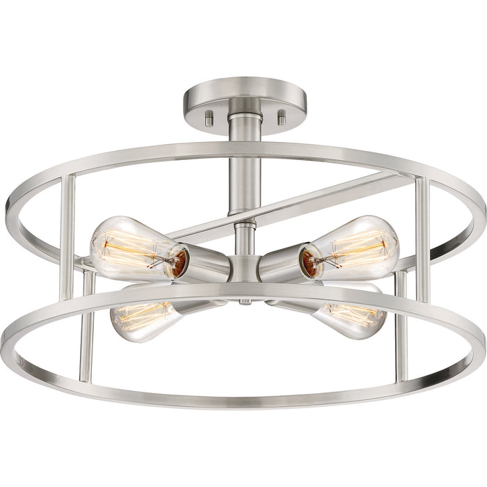 Quoizel NHR1718BN Four Light Semi-Flush Mount, Brushed Nickel