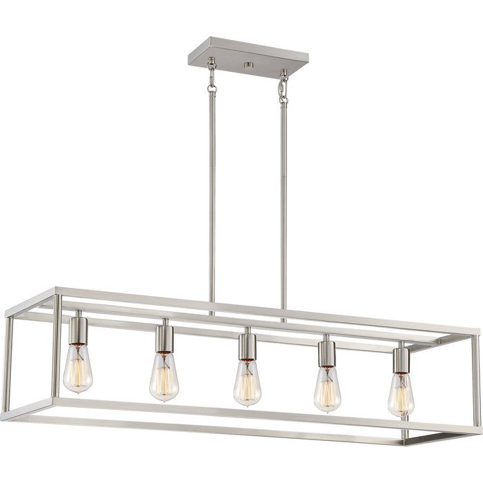 Quoizel NHR538BN Five Light Island Chandelier, Brushed Nickel