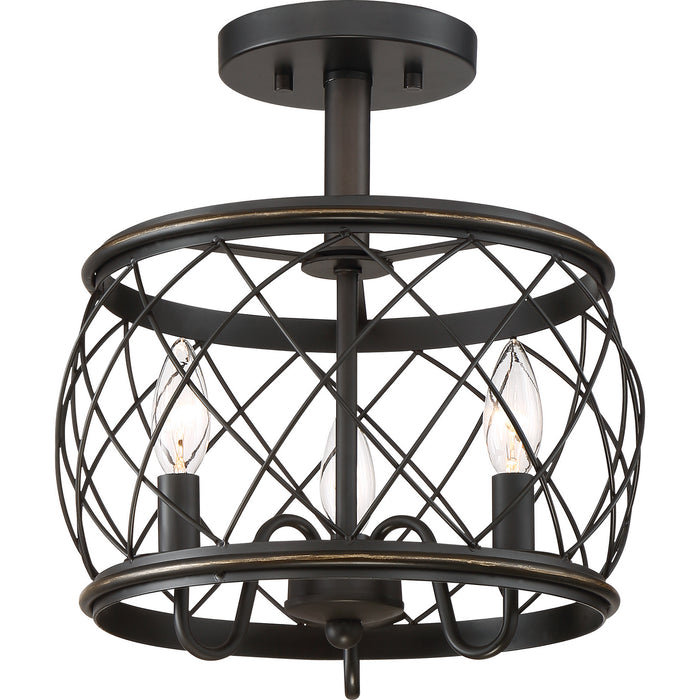Quoizel RDY1712PN Three Light Semi-Flush Mount, Palladian Bronze