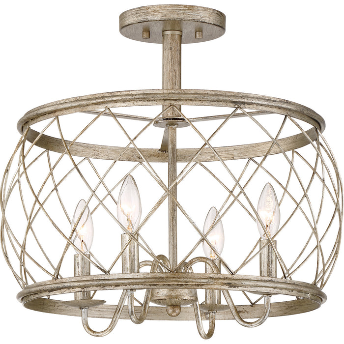 Quoizel RDY1717CS Four Light Semi-Flush Mount, Century Silver Leaf