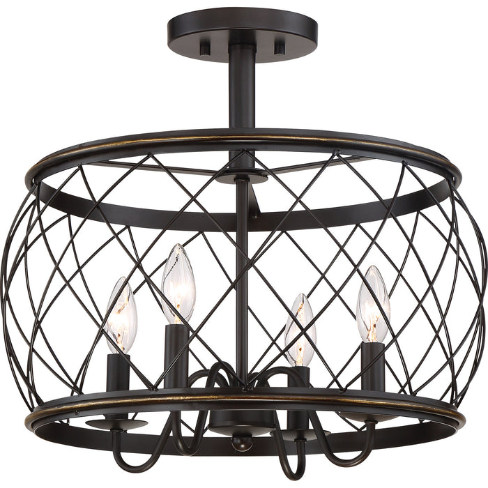 Quoizel RDY1717PN Four Light Semi-Flush Mount, Palladian Bronze
