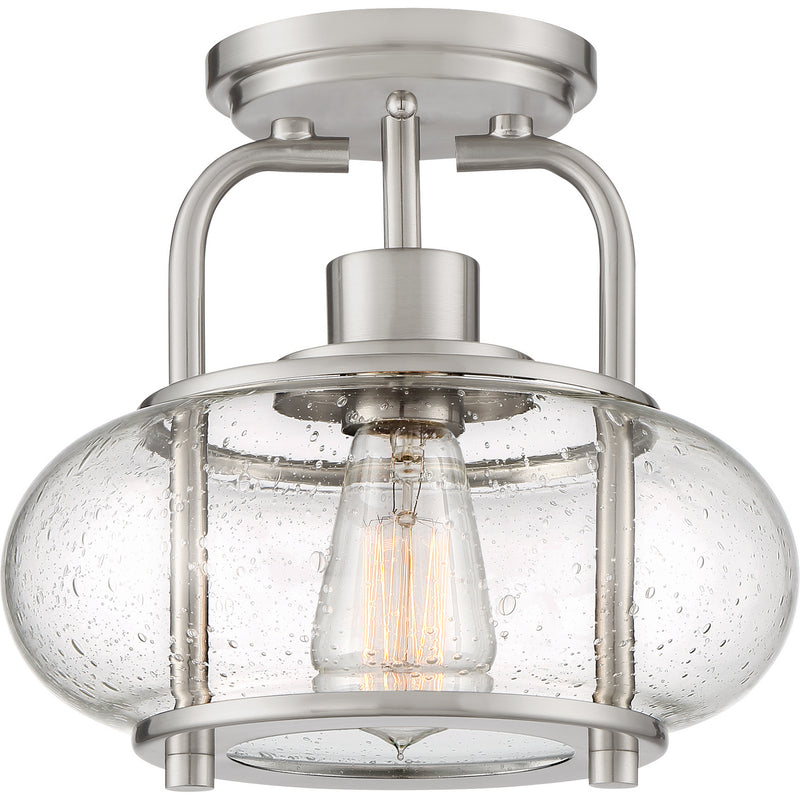 Quoizel TRG1710BN One Light Semi Flush Mount, Brushed Nickel
