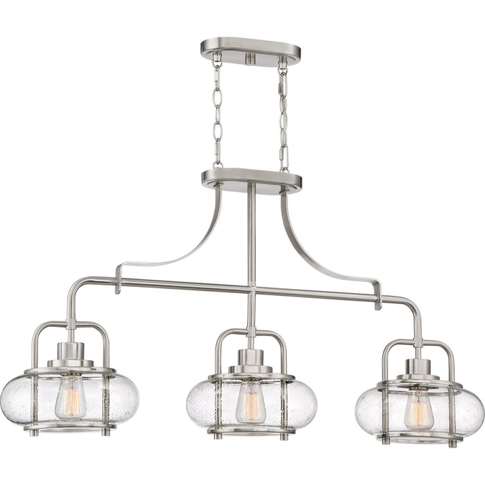 Quoizel TRG338BN Three Light Island Chandelier, Brushed Nickel