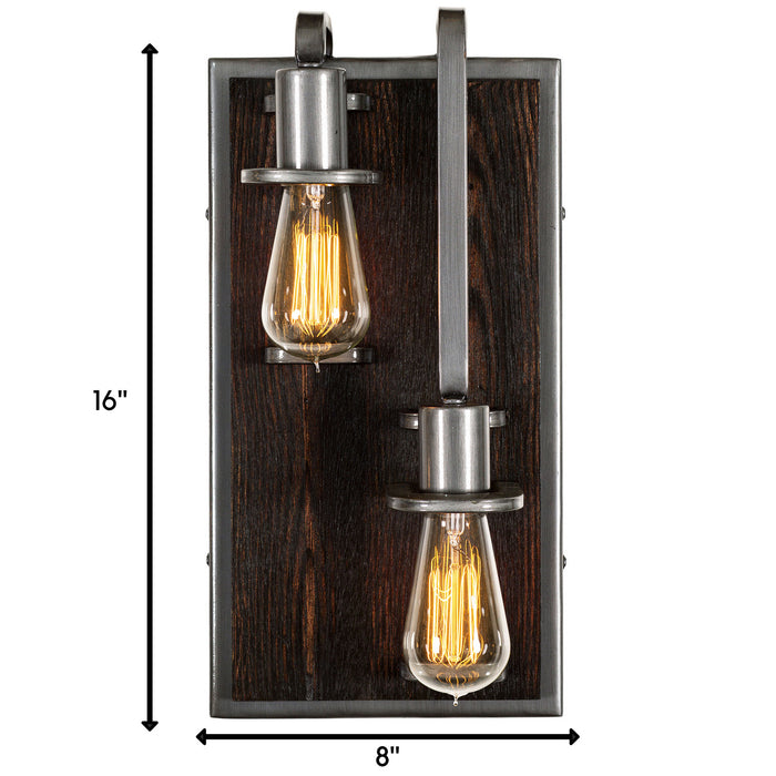 Varaluz 268W02RSL Two Light Wall Sconce, Steel