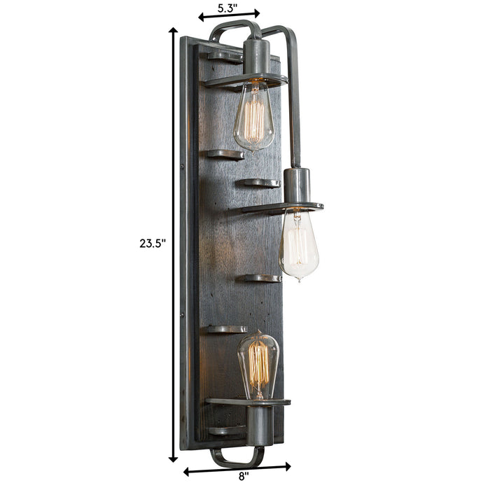 Varaluz 268W03SL Three Light Wall Sconce, Steel