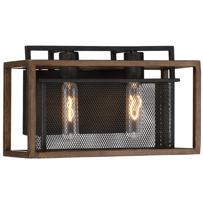 Varaluz 285B02DOBL Two Light Bath, Dark Oak/Black