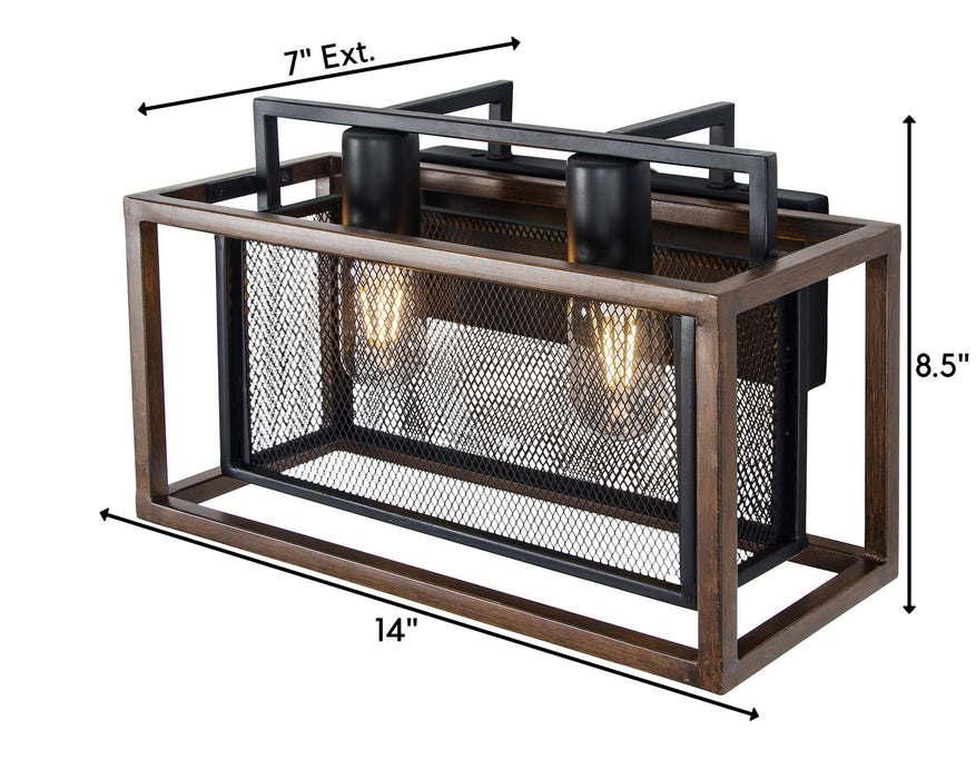Varaluz 285B02DOBL Two Light Bath, Dark Oak/Black