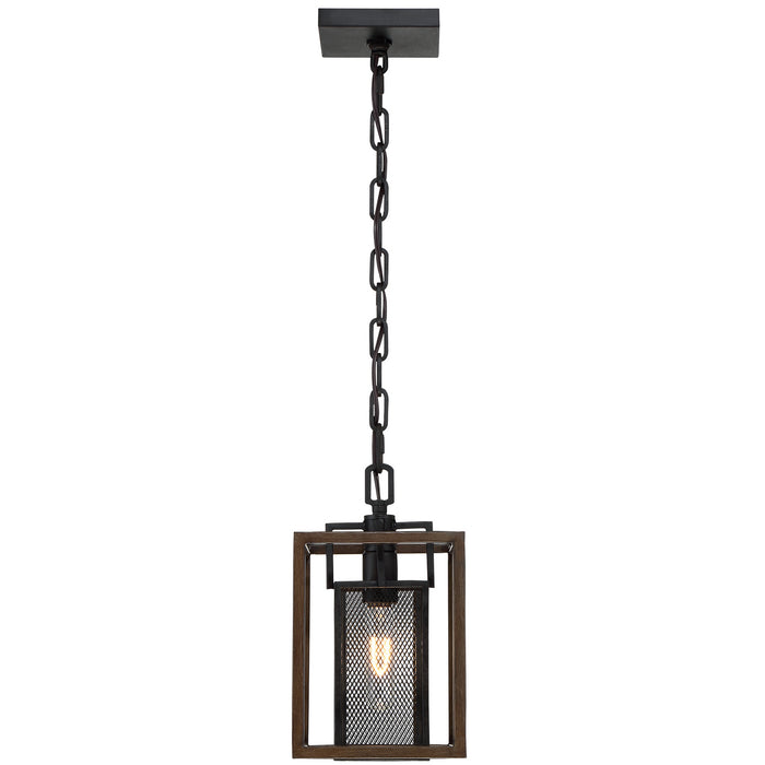 Varaluz 285M01DOBL One Light Mini Pendant, Dark Oak/Black