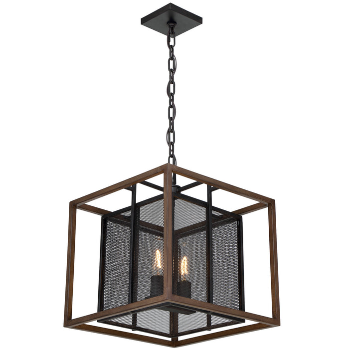 Varaluz 285P02DOBL Two Light Pendant, Dark Oak/Black