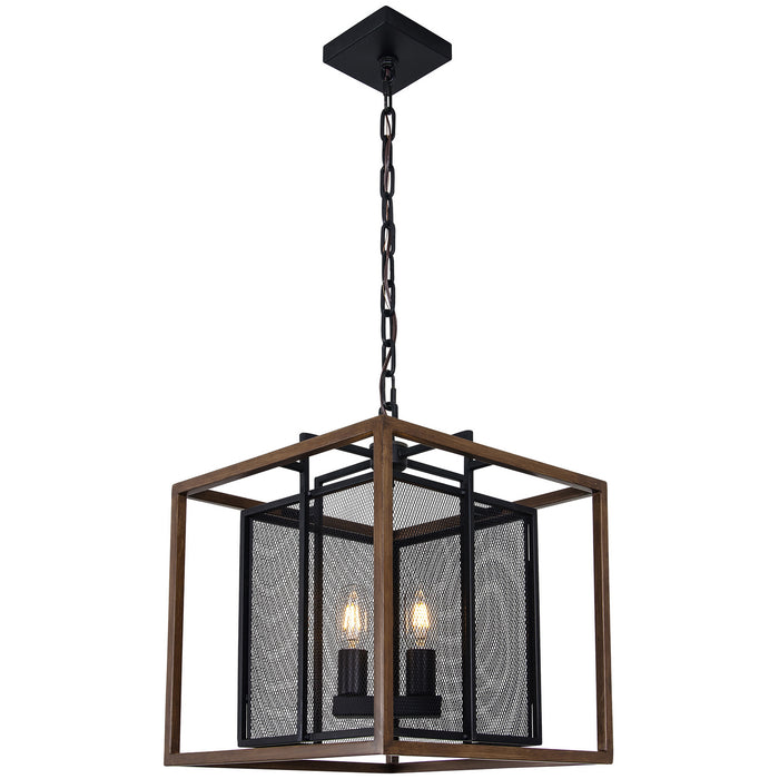 Varaluz 285P02DOBL Two Light Pendant, Dark Oak/Black