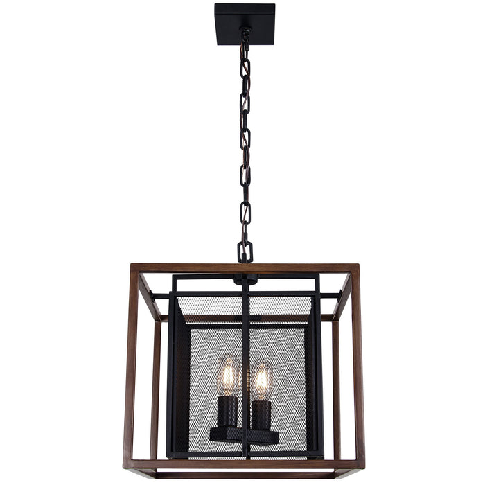 Varaluz 285P02DOBL Two Light Pendant, Dark Oak/Black