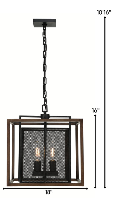 Varaluz 285P02DOBL Two Light Pendant, Dark Oak/Black