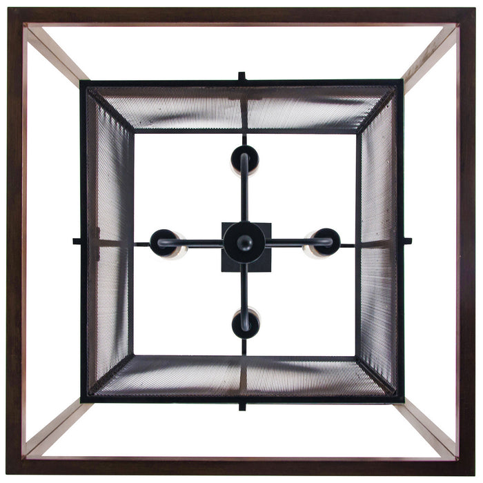 Varaluz 285P04DOBL Four Light Pendant, Dark Oak/Black