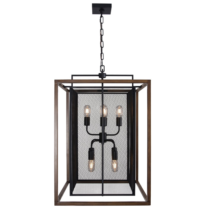 Varaluz 285P08DOBL Eight Light Pendant, Dark Oak/Black