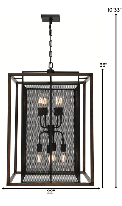 Varaluz 285P08DOBL Eight Light Pendant, Dark Oak/Black