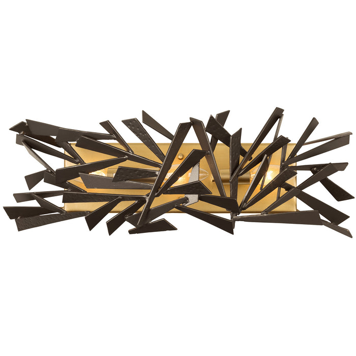Varaluz 286B03AGRB Three Light Bath, Antique Gold/Rustic Bronze