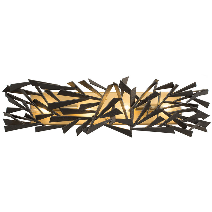 Varaluz 286B04AGRB Four Light Bath, Antique Gold/Rustic Bronze