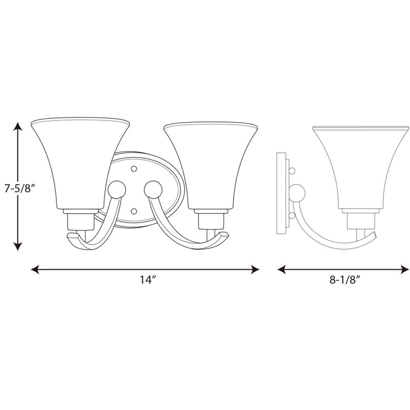 Progress Lighting P2001-20W Two Light Bath Bracket, Antique Bronze