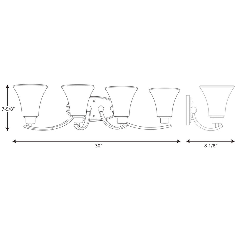 Progress Lighting P2003-20W Four Light Bath Bracket, Antique Bronze
