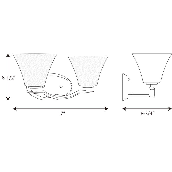 Progress Lighting P2005-20W Two Light Bath Bracket, Antique Bronze