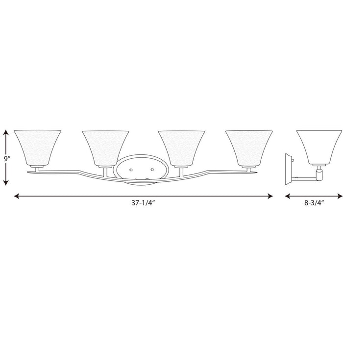 Progress Lighting P2007-20W Four Light Bath Bracket, Antique Bronze