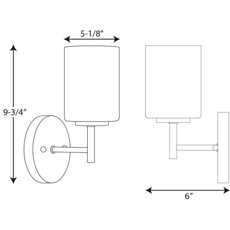 Progress Lighting P2131-09 One Light Bath Bracket, Brushed Nickel
