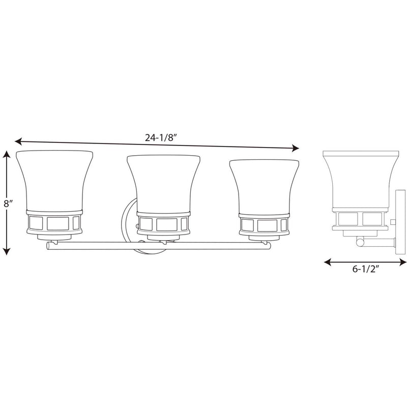Progress Lighting P2148-15 Three Light Bath, Polished Chrome