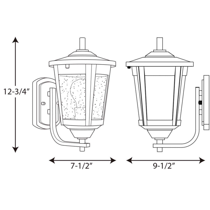 Progress Lighting P6074-31 One Light Wall Lantern, Black
