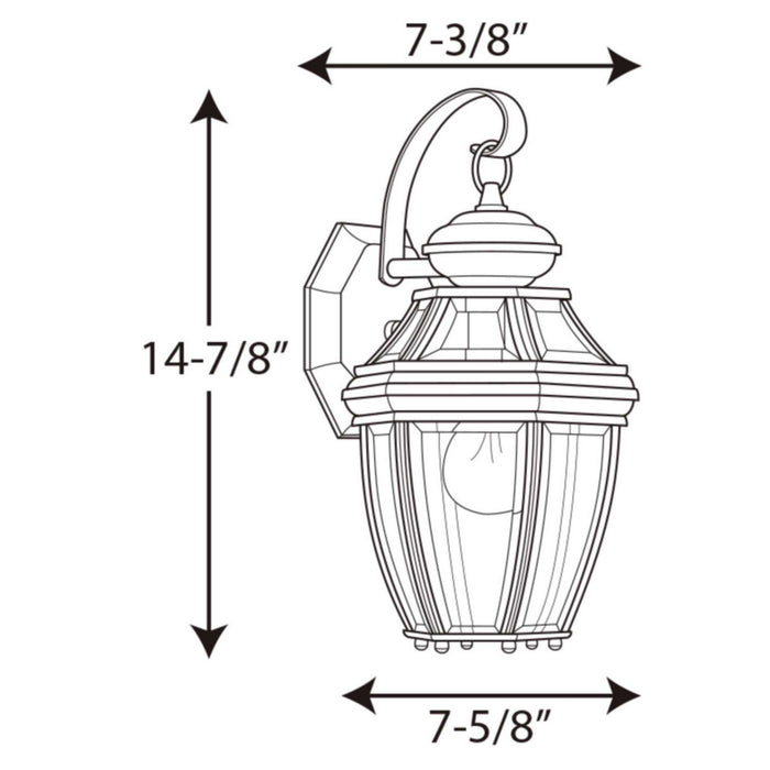 Progress Lighting P6610-31 One Light Wall Lantern, Black