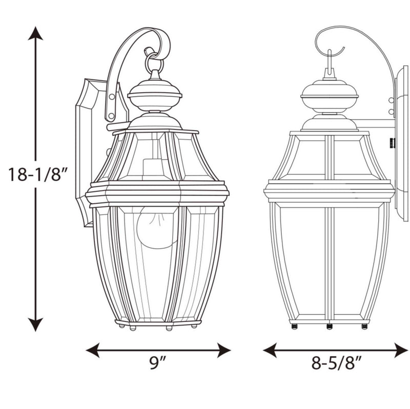 Progress Lighting P6611-31 One Light Wall Lantern, Black