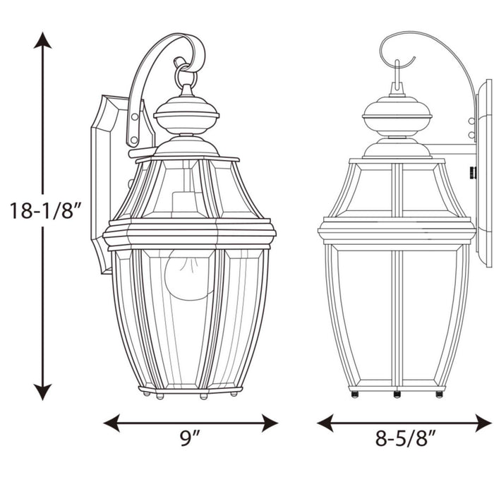 Progress Lighting P6611-31 One Light Wall Lantern, Black