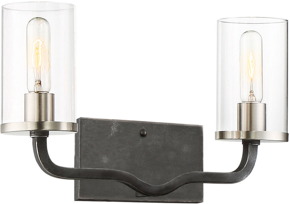 Nuvo Lighting 60-6122 Two Light Vanity, Iron Black / Brushed Nickel