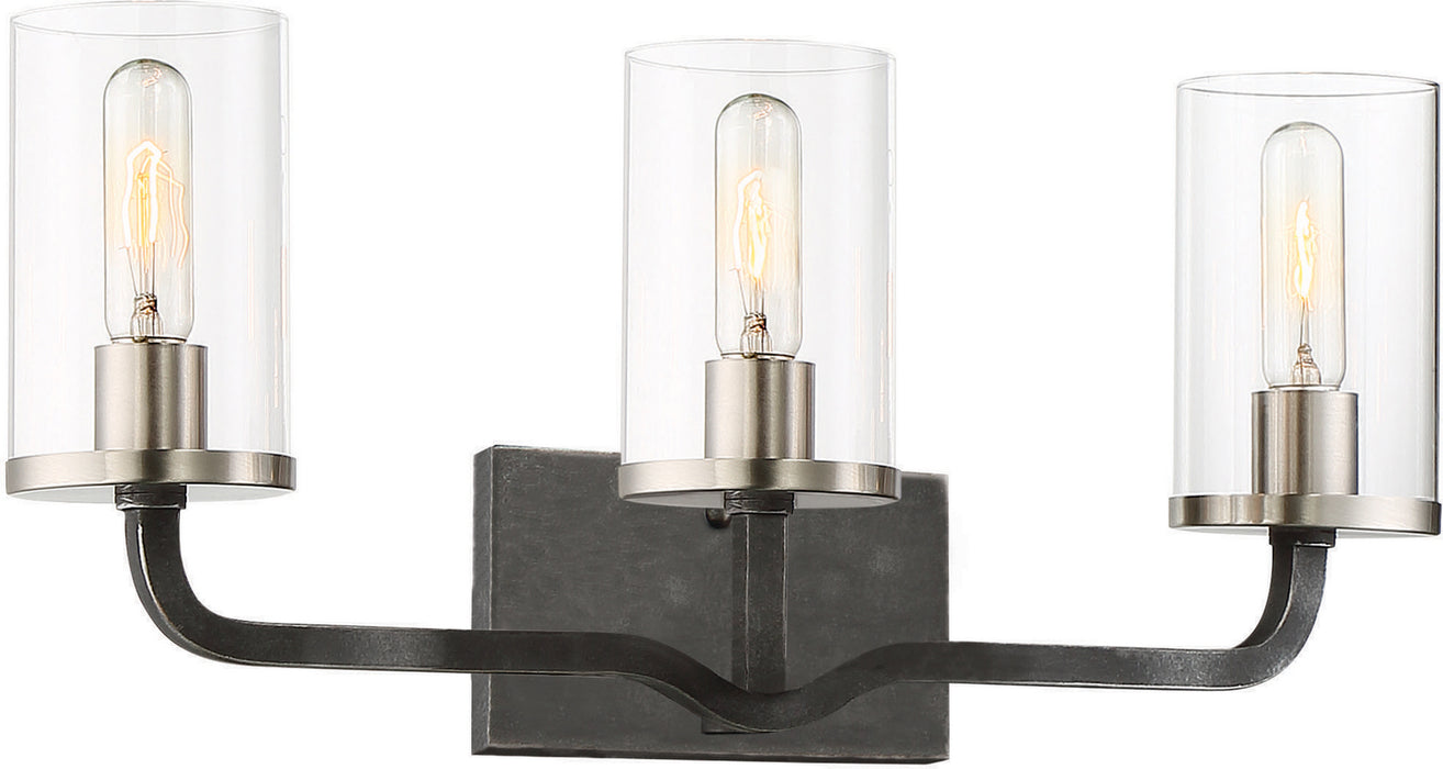 Nuvo Lighting 60-6123 Three Light Vanity, Iron Black / Brushed Nickel