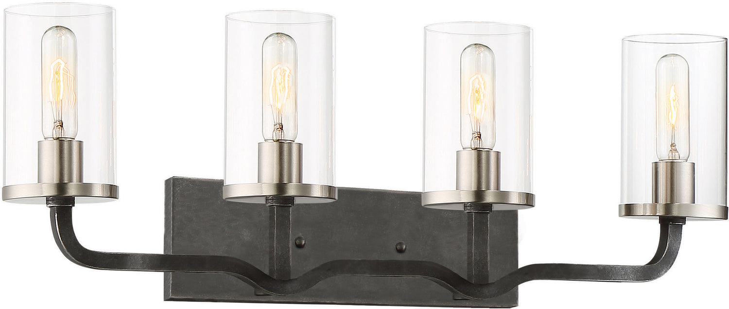 Nuvo Lighting 60-6129 Four Light Vanity, Iron Black / Brushed Nickel
