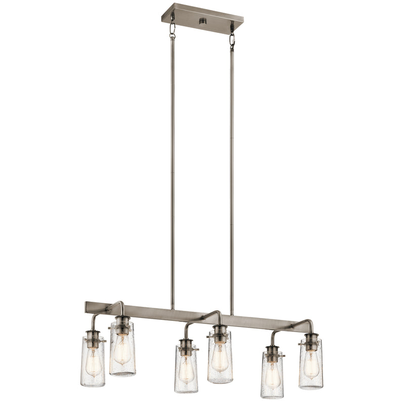 Kichler 43059CLP Six Light Linear Chandelier, Classic Pewter