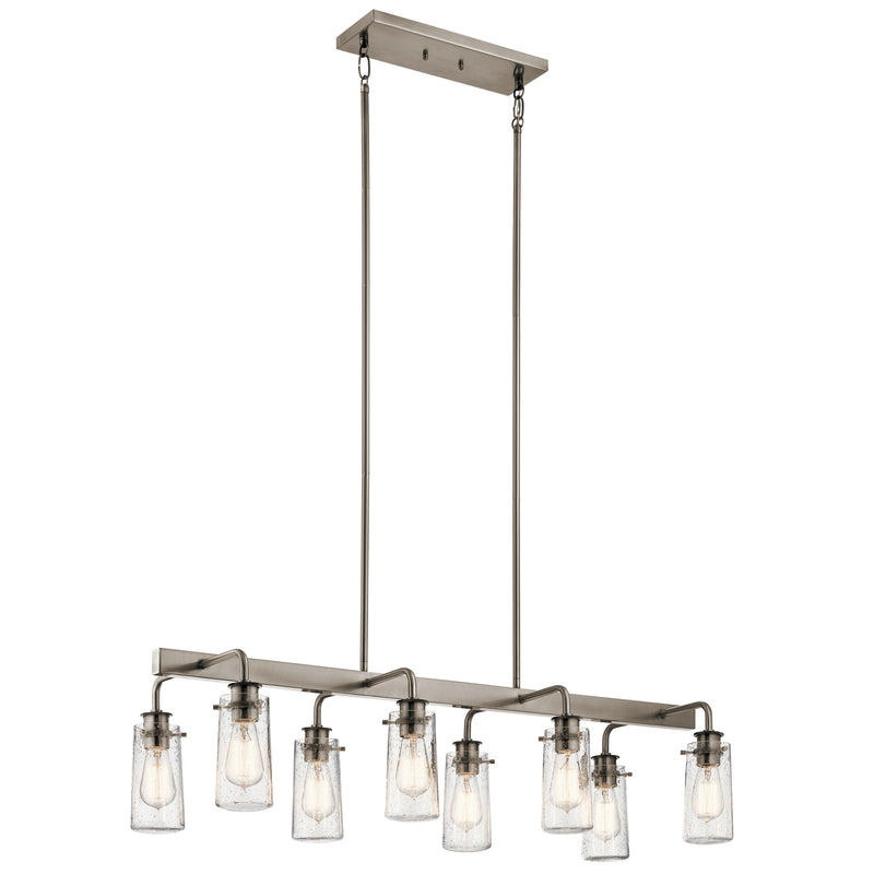 Kichler 43457CLP Eight Light Linear Chandelier, Classic Pewter