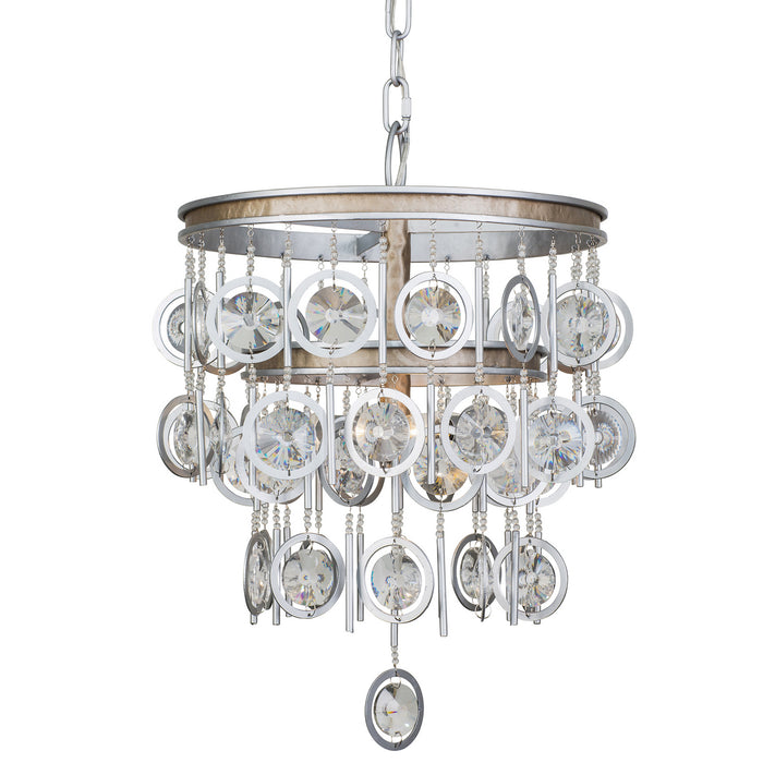 Varaluz 296P03SICM Three Light Chandelier, Silver w/ Champagne Mist