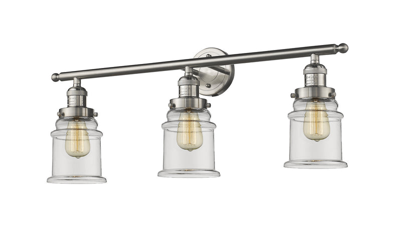 Innovations 205-SN-G182 Three Light Bath Vanity, Brushed Satin Nickel