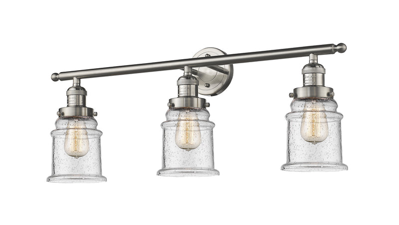 Innovations 205-SN-G184 Three Light Bath Vanity, Brushed Satin Nickel