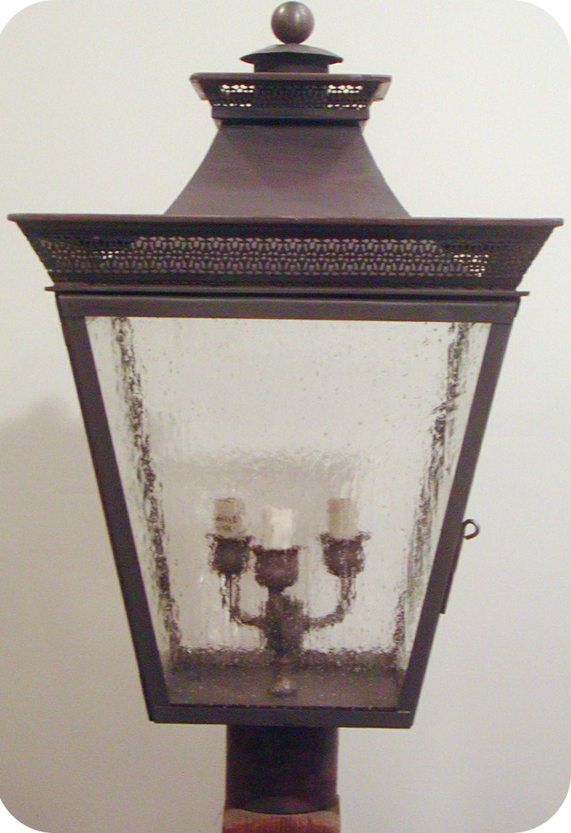 Genie House 42522DBS Three Light Post Mount, Dark Brass