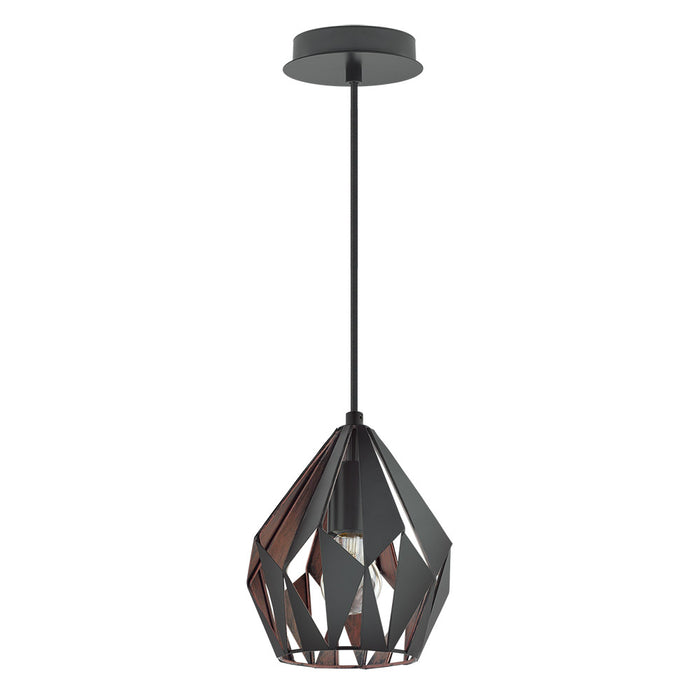 Eglo USA 202034A One Light Pendant, Matte Black & Copper
