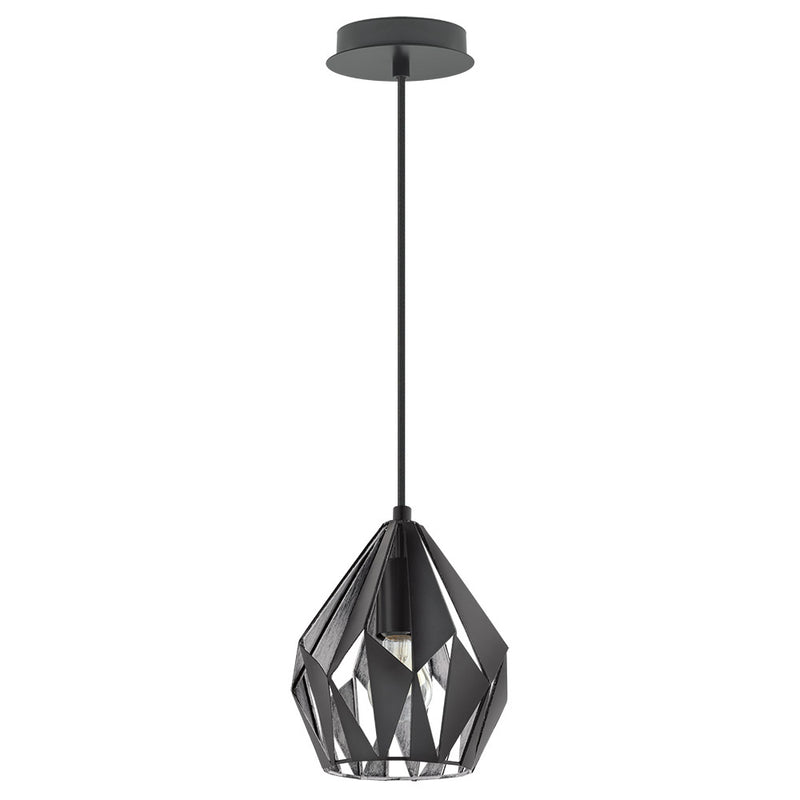 Eglo USA 202035A One Light Pendant, Matte Black & Silver