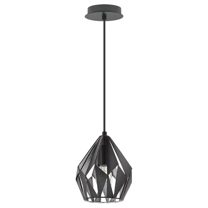 Eglo USA 202035A One Light Pendant, Matte Black & Silver