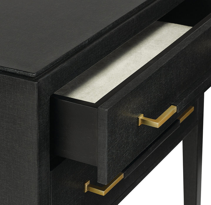 Currey and Company 3000-0036 Nightstand, Black Lacquered Linen/Champagne
