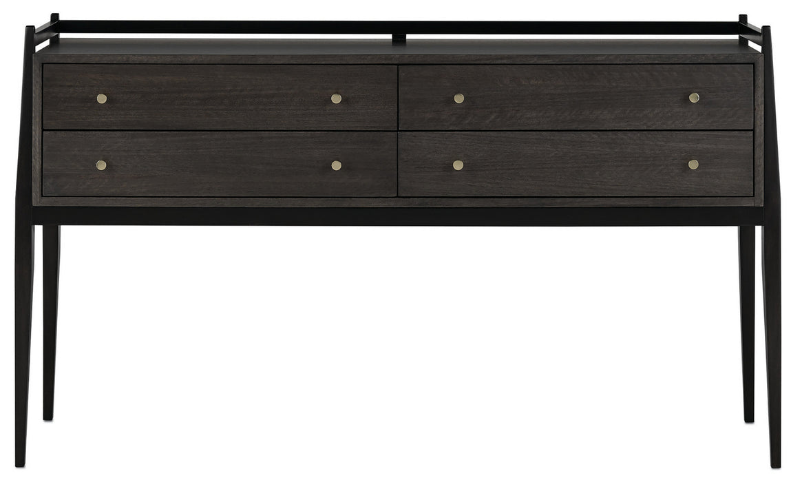 Currey and Company 3000-0046 Console Table, Dark Mink/Riverstone Gray/Polished Brass