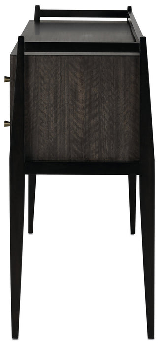 Currey and Company 3000-0046 Console Table, Dark Mink/Riverstone Gray/Polished Brass