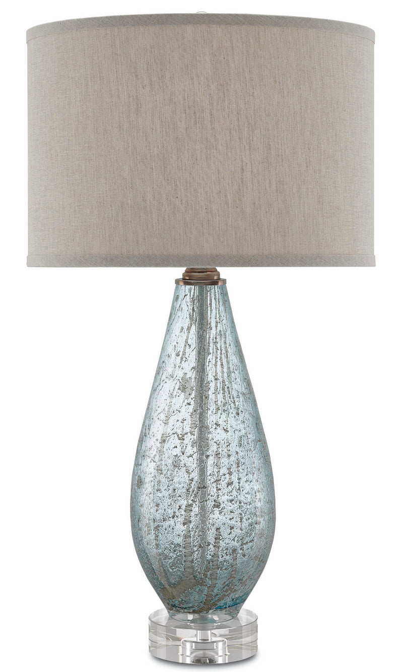Currey and Company 6000-0181 One Light Table Lamp, Pale Blue Speckle/Clear