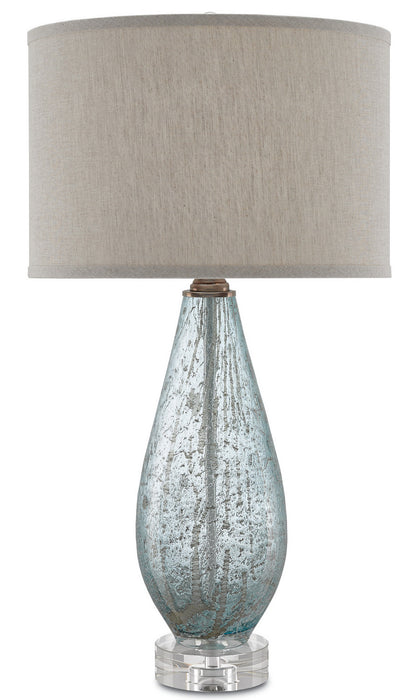 Currey and Company 6000-0181 One Light Table Lamp, Pale Blue Speckle/Clear