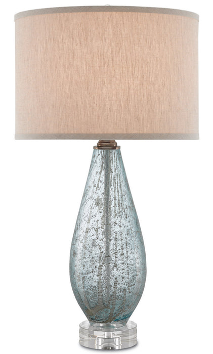 Currey and Company 6000-0181 One Light Table Lamp, Pale Blue Speckle/Clear