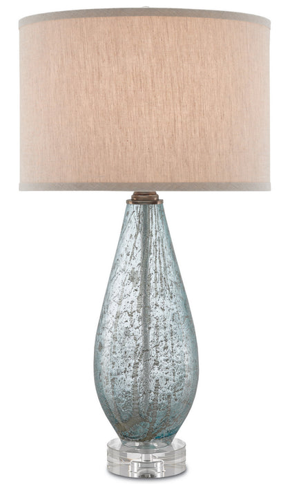 Currey and Company 6000-0181 One Light Table Lamp, Pale Blue Speckle/Clear